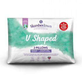 Slumberdown V Shaped Medium Support Back Sleeper Pillow, 2 Pack