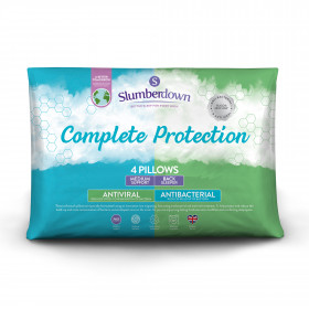 Slumberdown Complete Protection Antiviral Medium Support Back Sleeper Pillow, 4 Pack