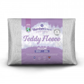 Slumberdown Teddy Fleece Medium Support Back Sleeper Pillow, 1 Pack