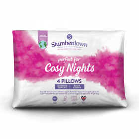 Slumberdown Cosy Nights Medium Support Back Sleeper Pillow, 4 Pack