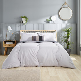 Slumberdown Embossed Waffle Grey Coverless Duvet 10.5 Tog Double All Year Round Duvet with 2 Pillowcases