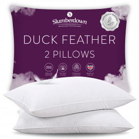 Slumberdown Duck Feather Medium Support Back Sleeper Pillow, 2 Pack