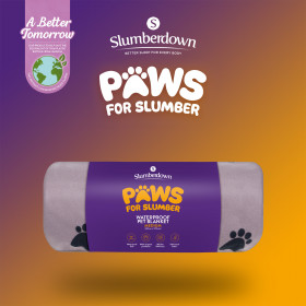 Slumberdown Paws for Slumber Waterproof Grey Pet Blanket, Medium