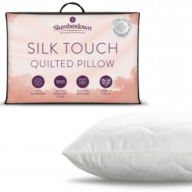 Slumberdown Luxury Silk Touch Quilted Medium Support Back Sleeper Pillow, 1 Pack