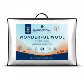 Slumberdown Wonderful Wool Medium Support Back Side Sleeper Pillow, 2 Pack