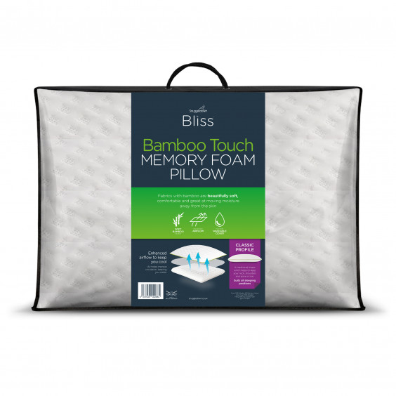 Snuggledown Bliss Bamboo Memory Foam Deep Filled Firm Support Pillow, 1 Pack